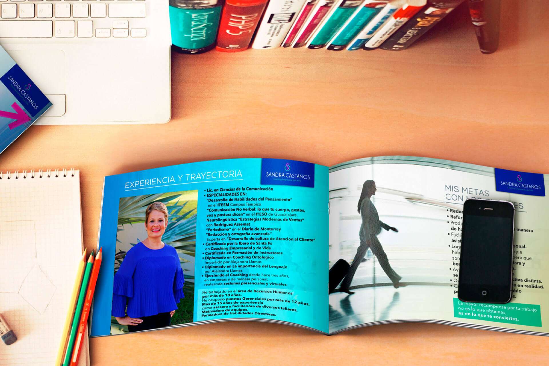 Diseño de book para Sandra Castaños coach empresarial y de vida