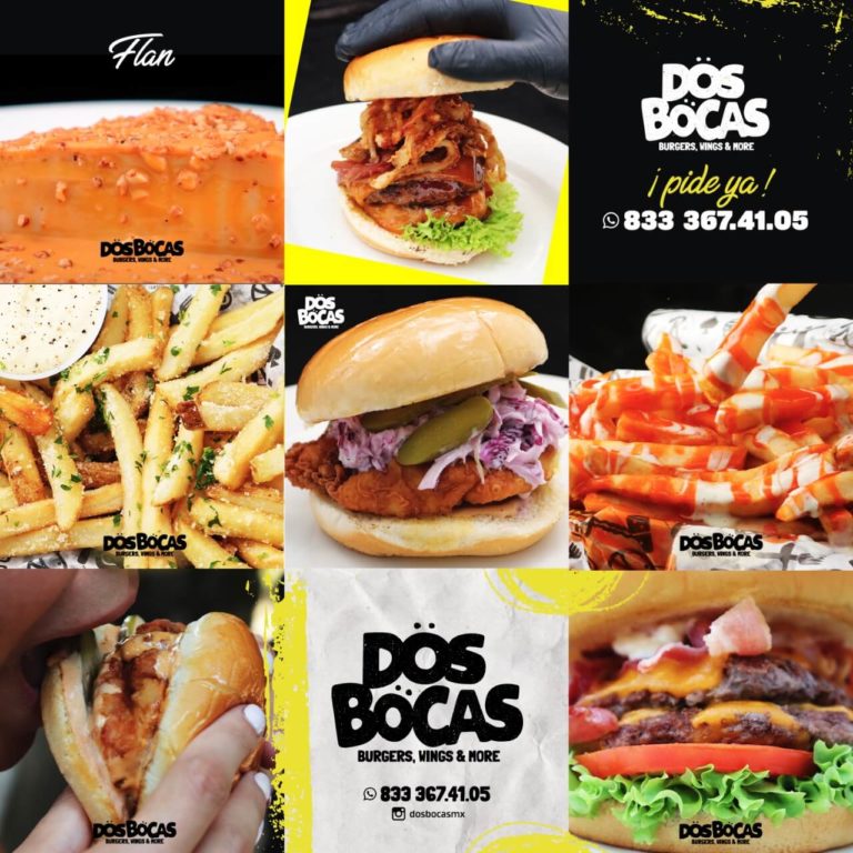 Diseño de Grid de Instagram Dos Bocas Burgers, Wings and More Lilian Feres Agencia Creativa