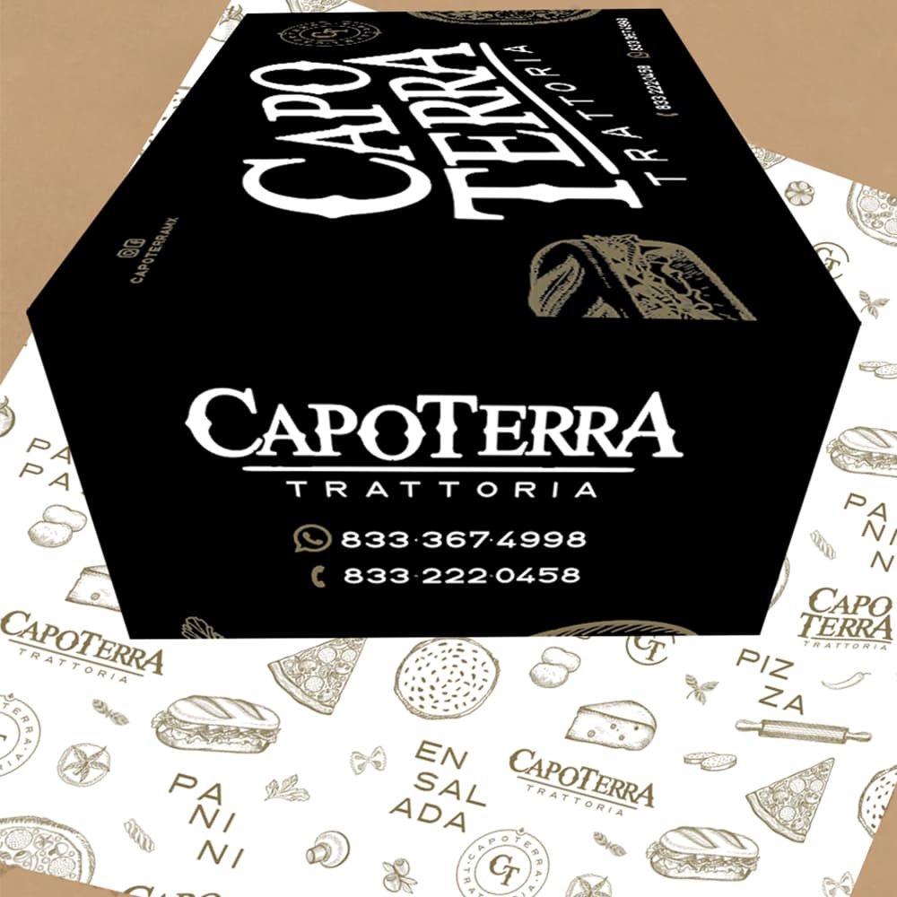 Diseño de packaging, empaque comida italiana, branding, Lilián Féres Agencia Creativa Tampico
