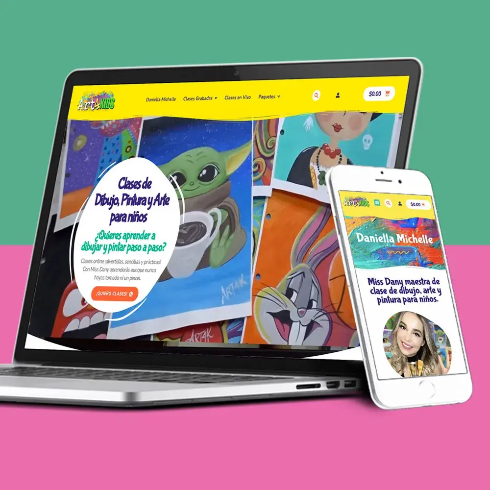 Diseño y desarrollo de páginas web, tienda en línea y e-learning para cursos y clases de dibujo grabadas en vivo en Tampico por Lilián Féres Agencia Creativa