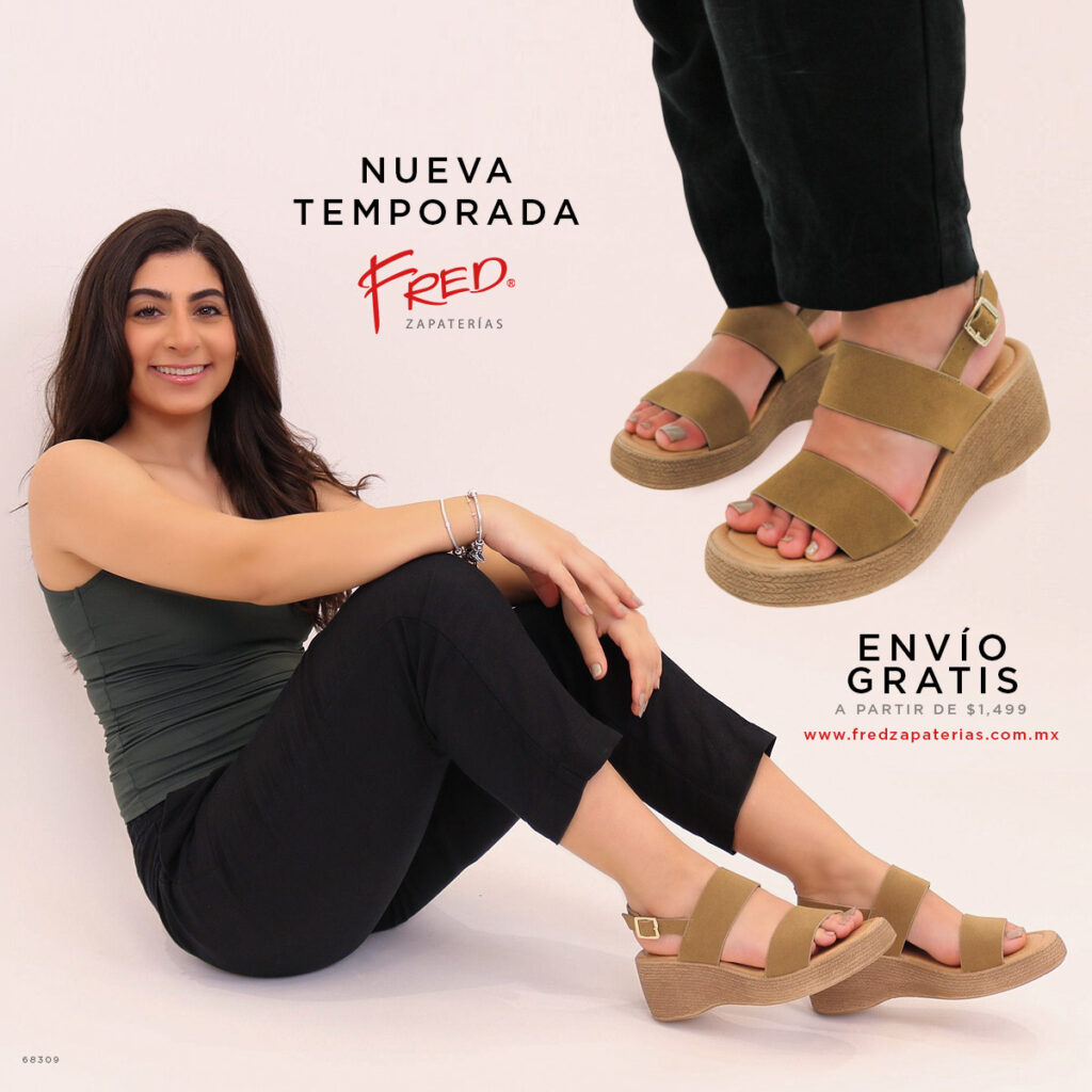 Fotografía profesional y manejo de redes sociales para Fred Zapaterías en Tampico, realizado por Lilián Féres Agencia Creativa, mostrando calzado para mujeres, hombres y niños con contenido visual atractivo para marketing digital