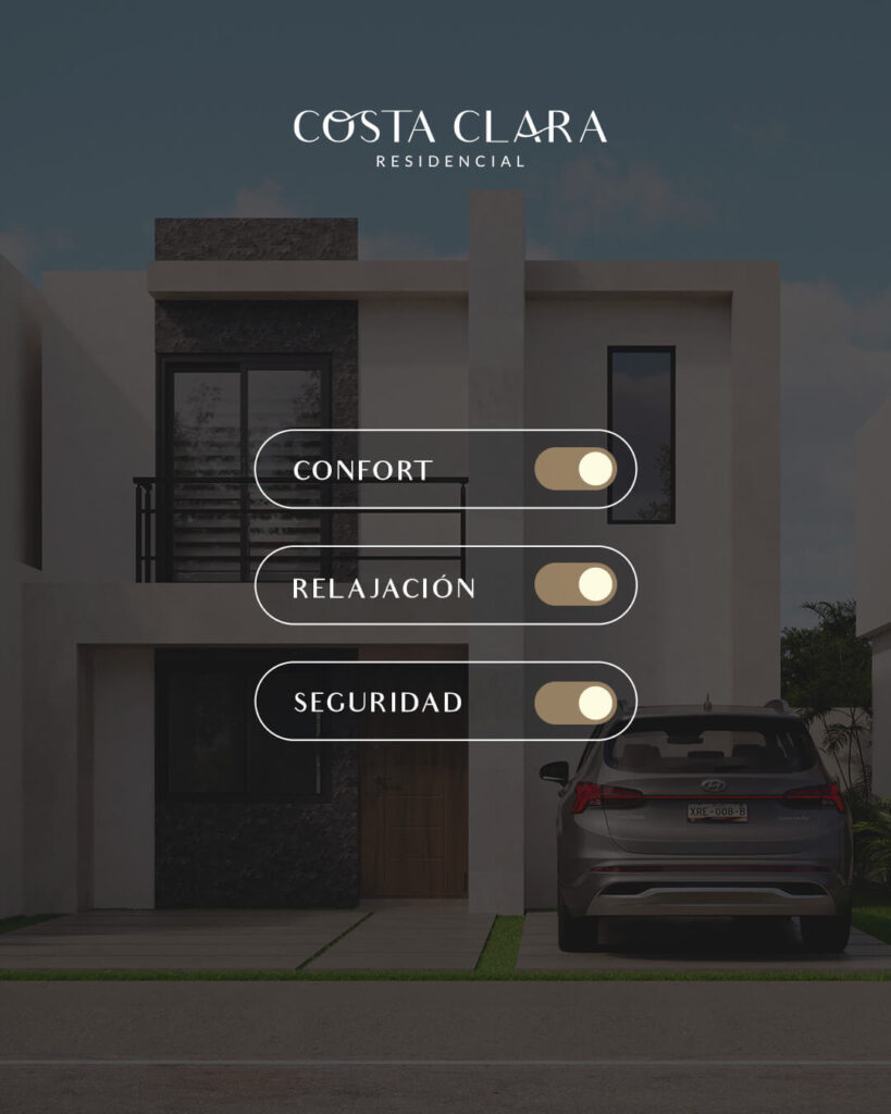 Contenido visual para marketing digital de Costa Clara Residencial en Cd. Madero, Tamaulipas, diseñado por Lilian Feres Agencia Creativa para redes sociales y promoción inmobiliaria.