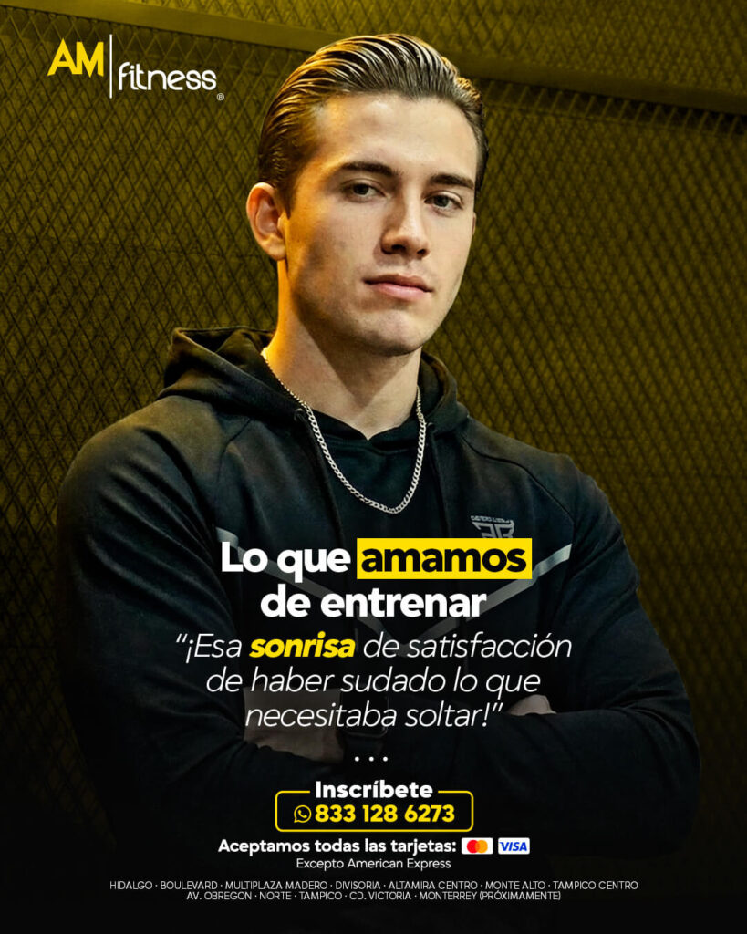 Estrategia de marketing digital para gimnasio AM Fitness en Tampico, desarrollada por Lilian Feres Agencia Creativa, enfocada en promoción fitness y redes sociales