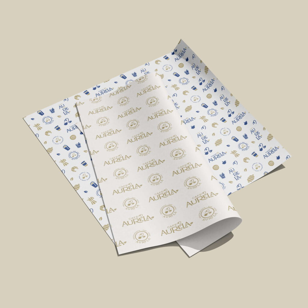 Diseño de marca para Café Aurela con logotipo personalizado e identidad visual desarrollada por Lilian Feres